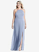 Alt View 1 Thumbnail - Sky Blue High Neck Chiffon Maxi Dress with Front Slit - Lela