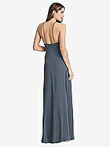 Rear View Thumbnail - Silverstone High Neck Chiffon Maxi Dress with Front Slit - Lela