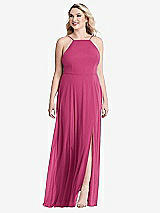 Alt View 1 Thumbnail - Tea Rose High Neck Chiffon Maxi Dress with Front Slit - Lela