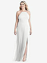 Alt View 1 Thumbnail - White High Neck Chiffon Maxi Dress with Front Slit - Lela