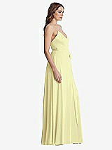 Side View Thumbnail - Butter Yellow Chiffon Maxi Wrap Dress with Sash - Cora