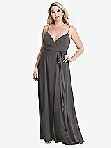 Alt View 1 Thumbnail - Caviar Gray Chiffon Maxi Wrap Dress with Sash - Cora