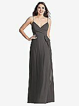 Front View Thumbnail - Caviar Gray Chiffon Maxi Wrap Dress with Sash - Cora