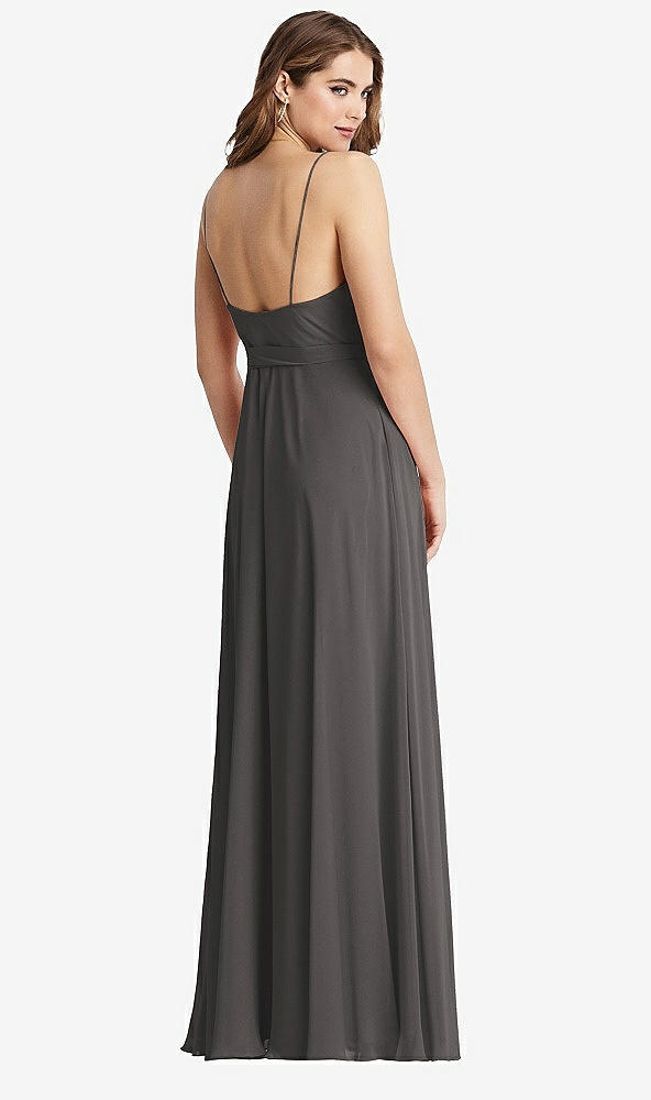 Back View - Caviar Gray Chiffon Maxi Wrap Dress with Sash - Cora