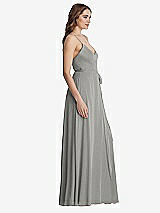 Side View Thumbnail - Chelsea Gray Chiffon Maxi Wrap Dress with Sash - Cora