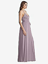 Side View Thumbnail - Lilac Dusk Chiffon Maxi Wrap Dress with Sash - Cora