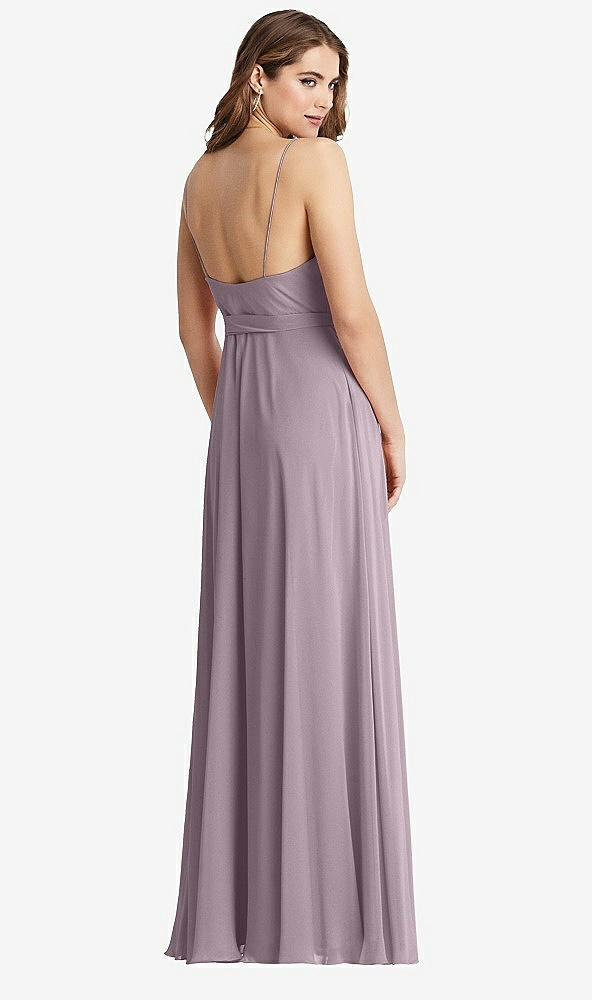 Back View - Lilac Dusk Chiffon Maxi Wrap Dress with Sash - Cora