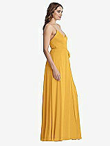 Side View Thumbnail - NYC Yellow Chiffon Maxi Wrap Dress with Sash - Cora