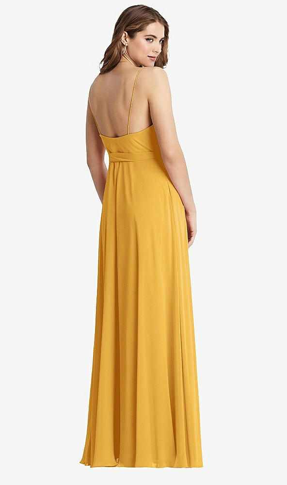 Back View - NYC Yellow Chiffon Maxi Wrap Dress with Sash - Cora