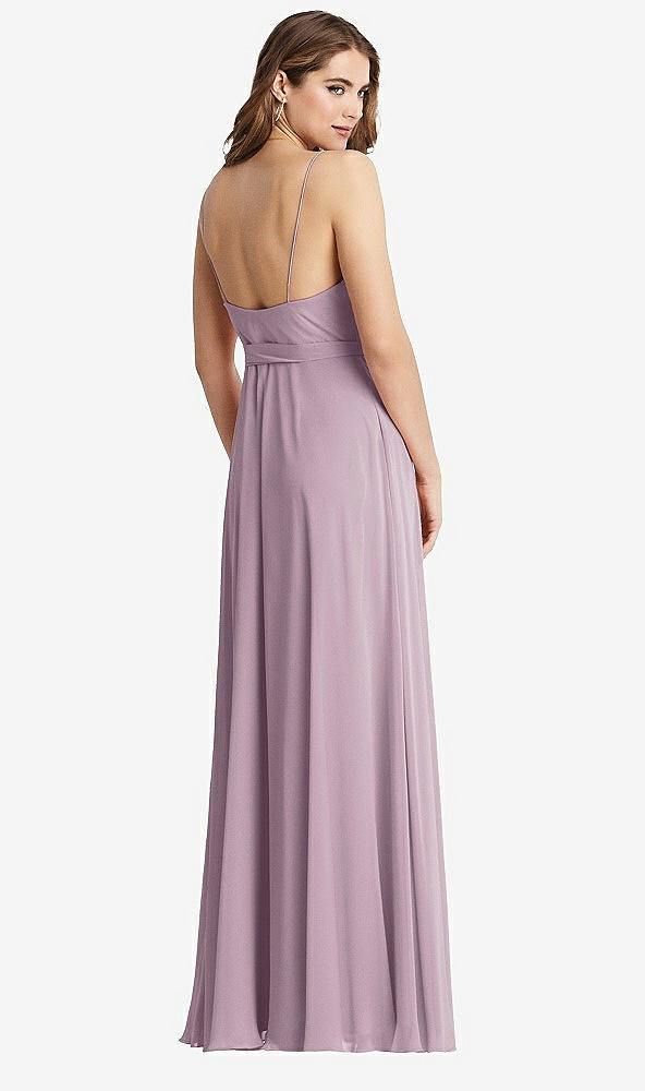 Back View - Suede Rose Chiffon Maxi Wrap Dress with Sash - Cora