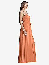 Side View Thumbnail - Sweet Melon Chiffon Maxi Wrap Dress with Sash - Cora