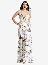 Front View Thumbnail - Butterfly Botanica Ivory Chiffon Maxi Wrap Dress with Sash - Cora