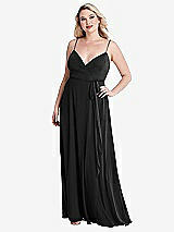 Alt View 1 Thumbnail - Black Chiffon Maxi Wrap Dress with Sash - Cora