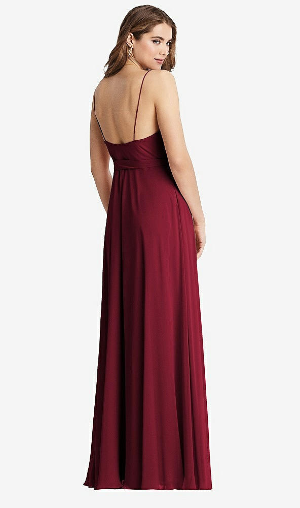 Back View - Burgundy Chiffon Maxi Wrap Dress with Sash - Cora