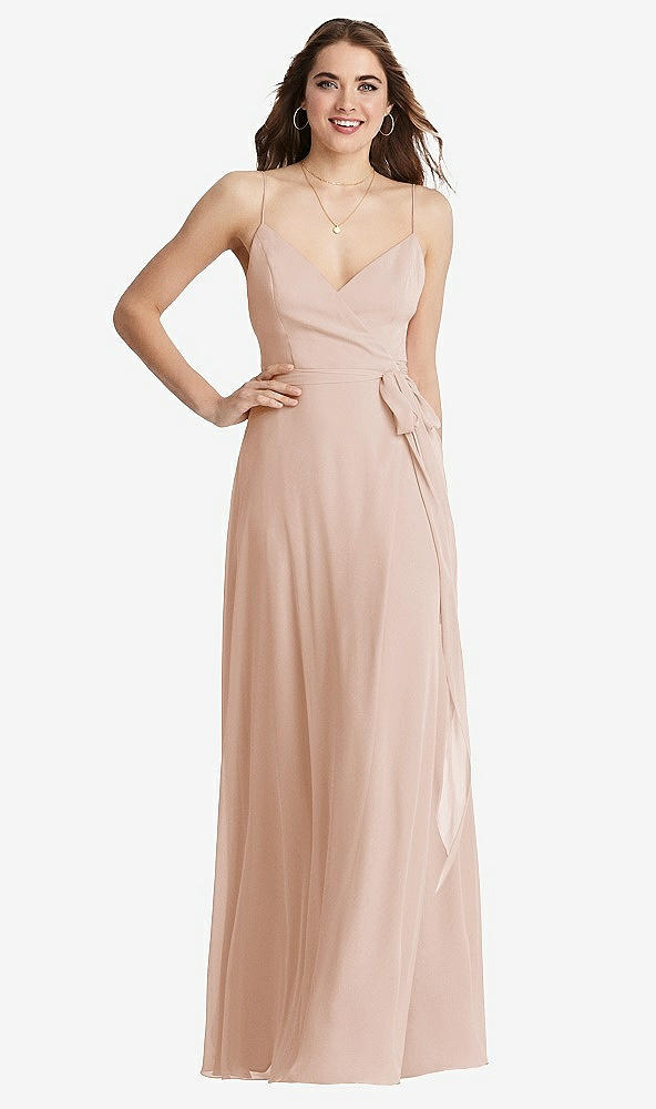 Front View - Cameo Chiffon Maxi Wrap Dress with Sash - Cora