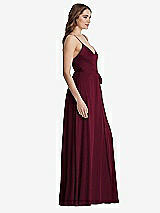 Side View Thumbnail - Cabernet Chiffon Maxi Wrap Dress with Sash - Cora