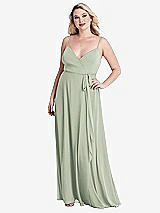 Alt View 1 Thumbnail - Celadon Chiffon Maxi Wrap Dress with Sash - Cora