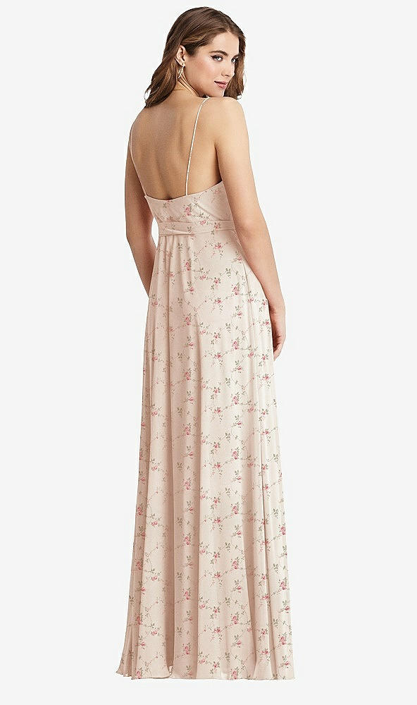 Back View - Coquette Floral Print Chiffon Maxi Wrap Dress with Sash - Cora