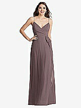 Front View Thumbnail - French Truffle Chiffon Maxi Wrap Dress with Sash - Cora