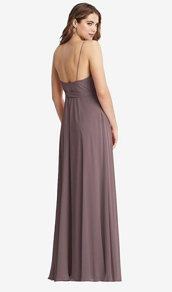 Back View - French Truffle Chiffon Maxi Wrap Dress with Sash - Cora