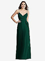 Front View Thumbnail - Hunter Green Chiffon Maxi Wrap Dress with Sash - Cora