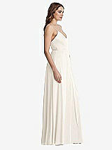 Side View Thumbnail - Ivory Chiffon Maxi Wrap Dress with Sash - Cora