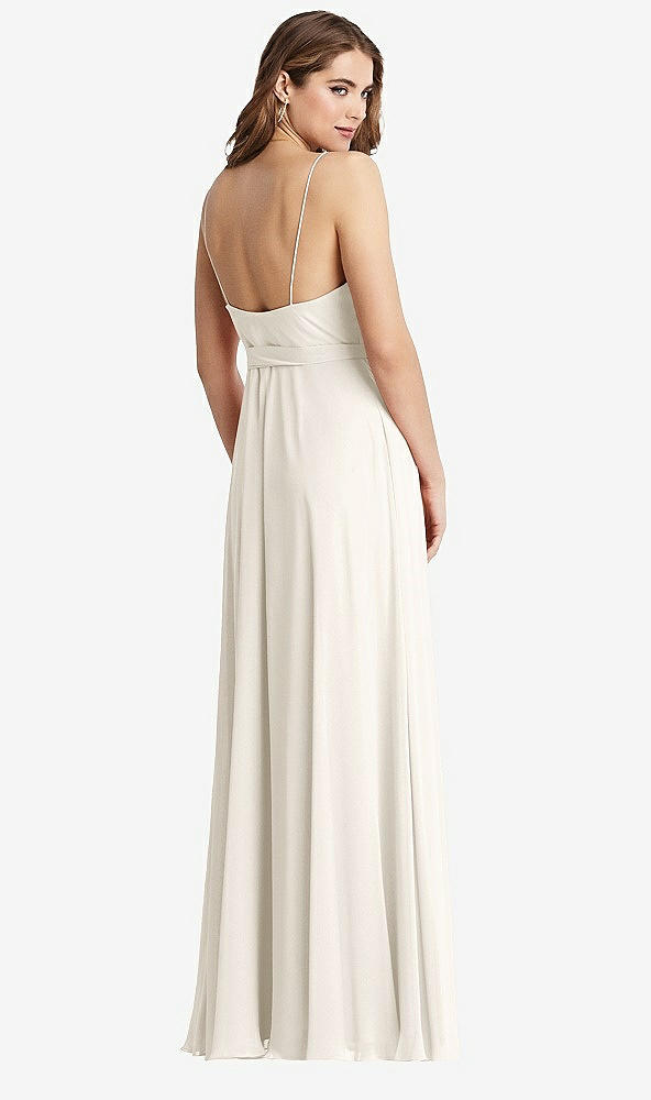 Back View - Ivory Chiffon Maxi Wrap Dress with Sash - Cora