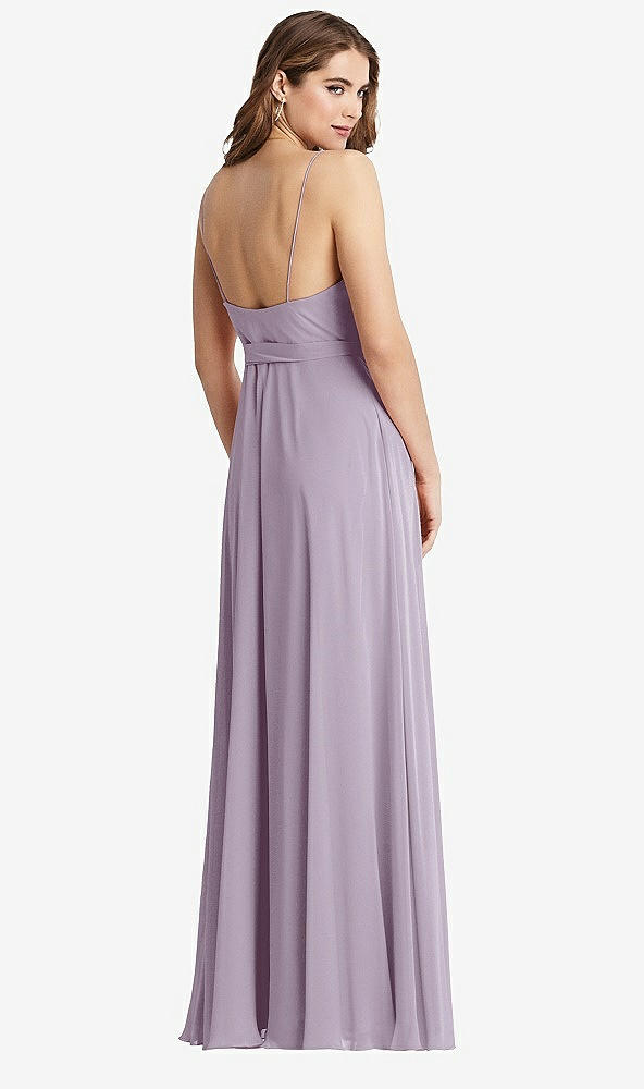 Back View - Lilac Haze Chiffon Maxi Wrap Dress with Sash - Cora