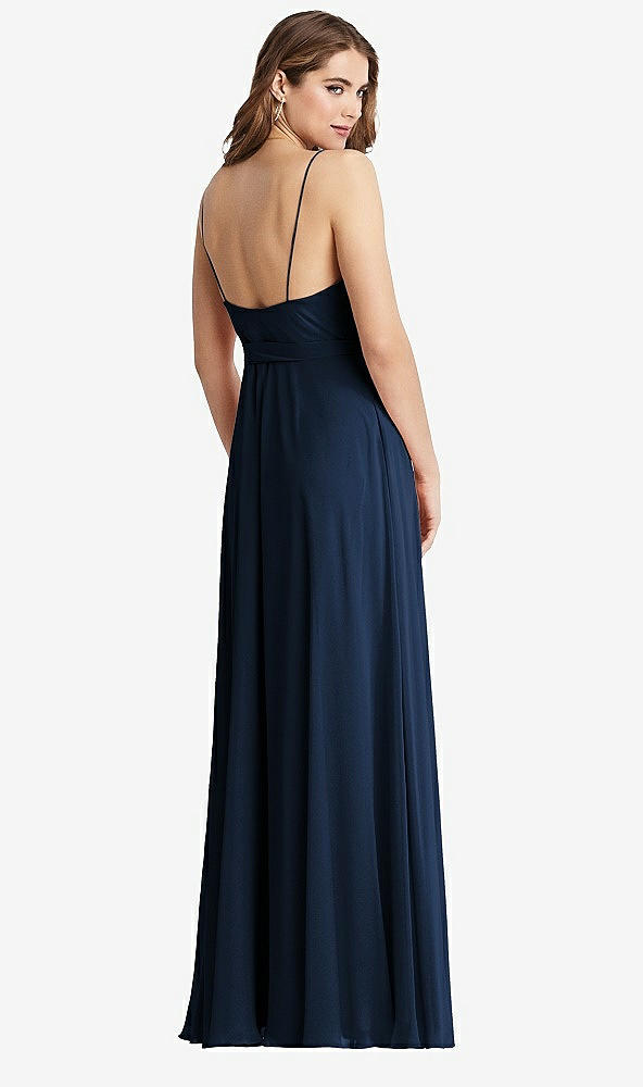 Back View - Midnight Navy Chiffon Maxi Wrap Dress with Sash - Cora