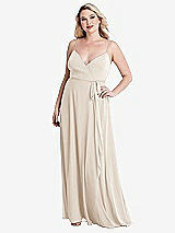 Alt View 1 Thumbnail - Oat Chiffon Maxi Wrap Dress with Sash - Cora