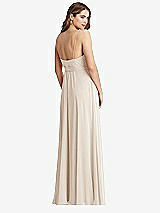 Rear View Thumbnail - Oat Chiffon Maxi Wrap Dress with Sash - Cora