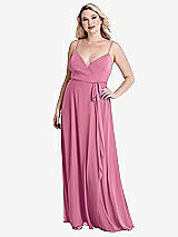 Alt View 1 Thumbnail - Orchid Pink Chiffon Maxi Wrap Dress with Sash - Cora