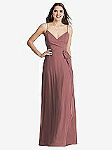 Front View Thumbnail - Rosewood Chiffon Maxi Wrap Dress with Sash - Cora