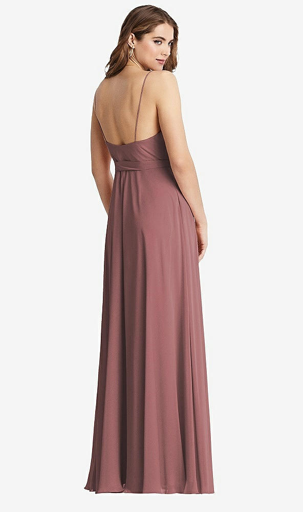 Back View - Rosewood Chiffon Maxi Wrap Dress with Sash - Cora