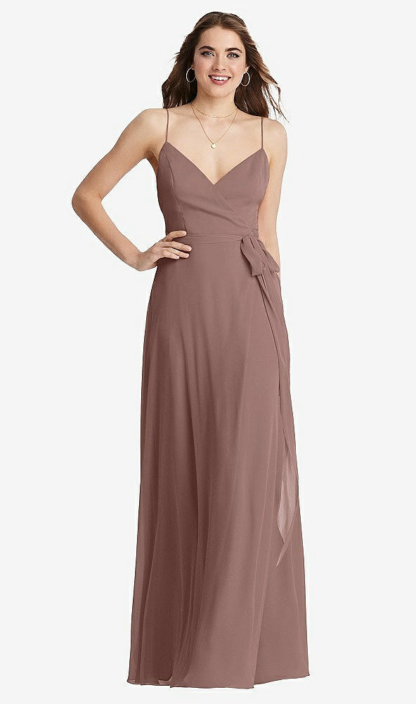 Front View - Sienna Chiffon Maxi Wrap Dress with Sash - Cora