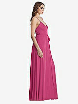 Side View Thumbnail - Tea Rose Chiffon Maxi Wrap Dress with Sash - Cora