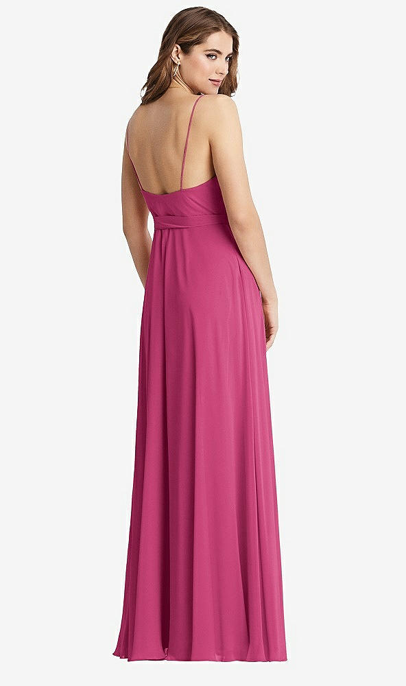 Back View - Tea Rose Chiffon Maxi Wrap Dress with Sash - Cora