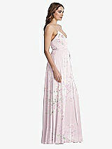 Side View Thumbnail - Watercolor Print Chiffon Maxi Wrap Dress with Sash - Cora