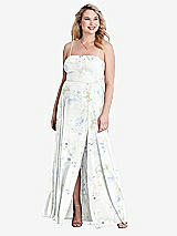 Alt View 1 Thumbnail - Bleu Garden Square Neck Chiffon Maxi Dress with Front Slit - Elliott