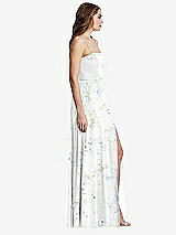 Side View Thumbnail - Bleu Garden Square Neck Chiffon Maxi Dress with Front Slit - Elliott