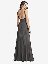 Rear View Thumbnail - Caviar Gray Square Neck Chiffon Maxi Dress with Front Slit - Elliott