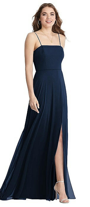 Square Neck Chiffon Maxi Dress with Front Slit - Elliott