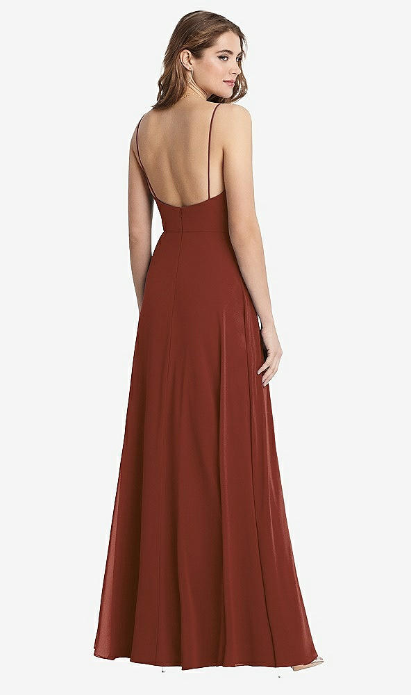 Back View - Auburn Moon Square Neck Chiffon Maxi Dress with Front Slit - Elliott