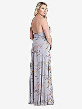 Alt View 2 Thumbnail - Butterfly Botanica Silver Dove Square Neck Chiffon Maxi Dress with Front Slit - Elliott