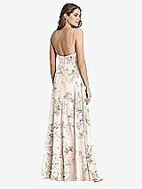 Rear View Thumbnail - Blush Garden Square Neck Chiffon Maxi Dress with Front Slit - Elliott