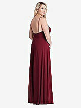 Alt View 2 Thumbnail - Burgundy Square Neck Chiffon Maxi Dress with Front Slit - Elliott