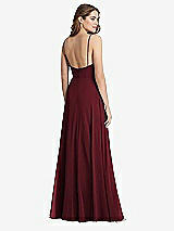 Rear View Thumbnail - Cabernet Square Neck Chiffon Maxi Dress with Front Slit - Elliott