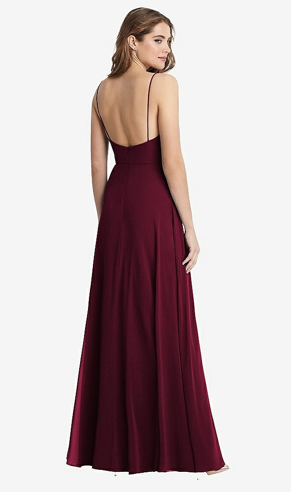 Back View - Cabernet Square Neck Chiffon Maxi Dress with Front Slit - Elliott