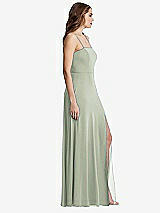 Side View Thumbnail - Celadon Square Neck Chiffon Maxi Dress with Front Slit - Elliott