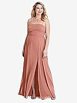 Alt View 1 Thumbnail - Desert Rose Square Neck Chiffon Maxi Dress with Front Slit - Elliott